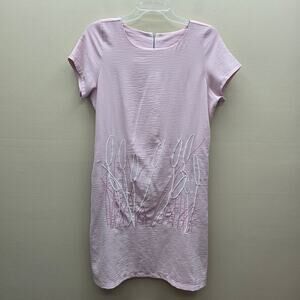 Zara Basic Embroidered Botanical Mini Dress Minimalist Mauve Pink Size Medium